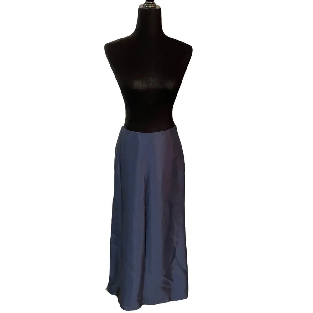 Carmen Marc Valvo Long Formal Navy Blue Evening Skirt Silk Blend